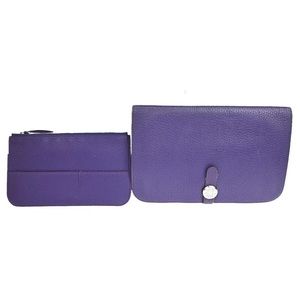 HERMES PRELOVED LUXURY DOGON GRAINED CALFSKIN WALLET 2 Piece set